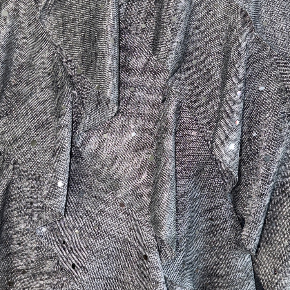 Notations Sparkly Gray Diagonal Ruffle Top - Picture 4 of 10